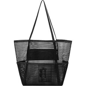 Women's Black Beach Tote Bags Causal Pool Bags For Mom Travel Swimming Vacations